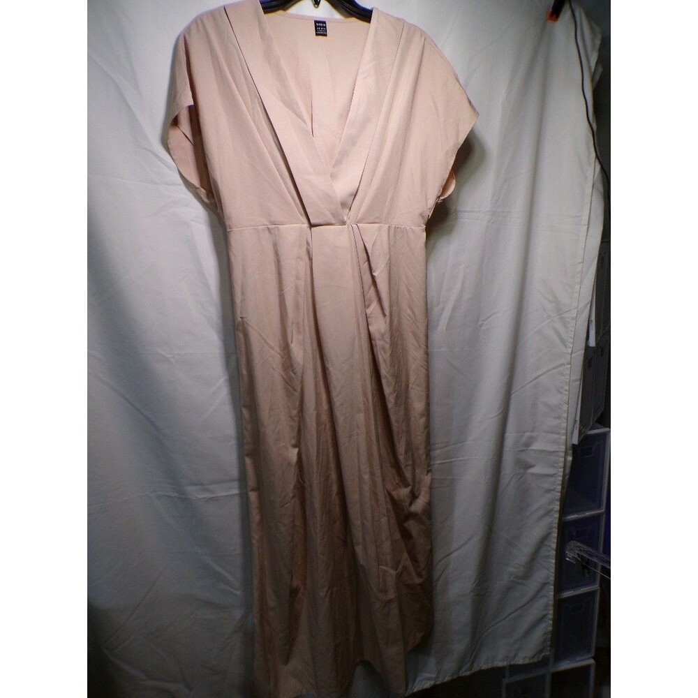 SHEIN Women's Large Blush Pink Maxi Wrap Dress V Neck Draped Pleated